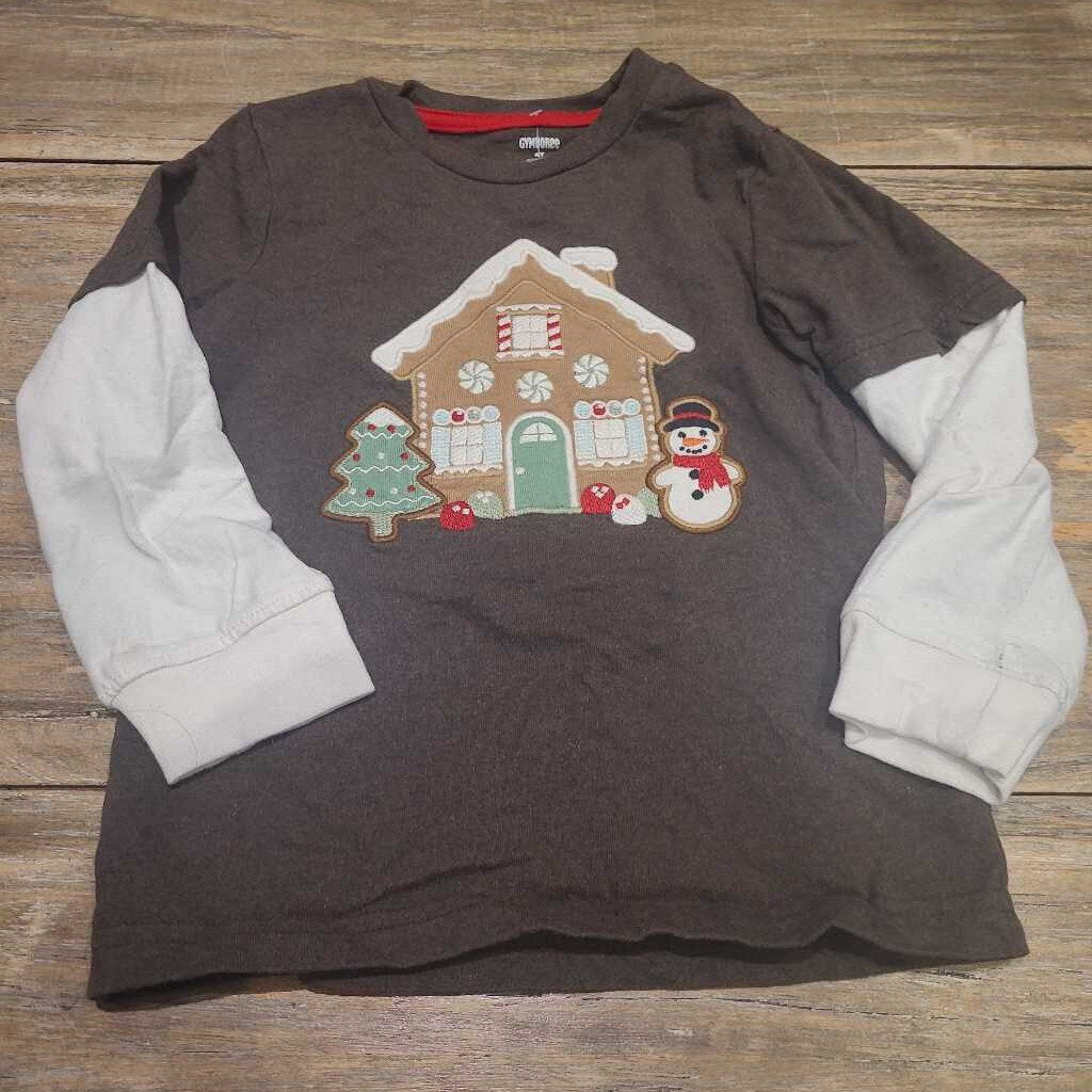 Gymboree brown gingerbread house LS 4T