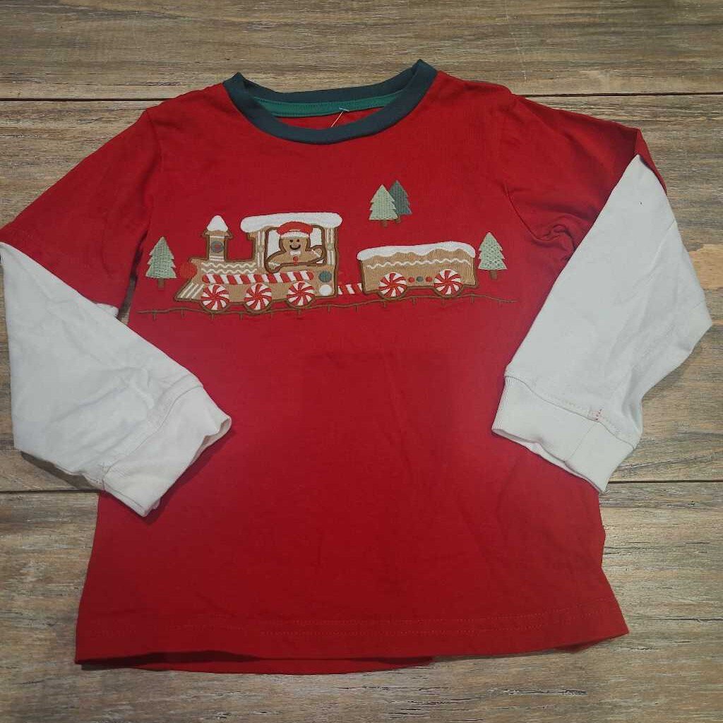 Gymboree red gingerbread train LS 4T