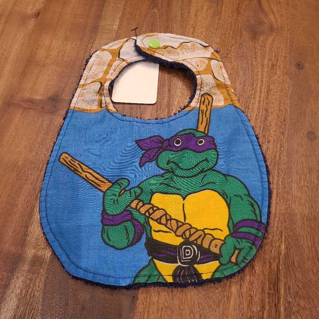 Ninja Turtles terry cloth backing bib