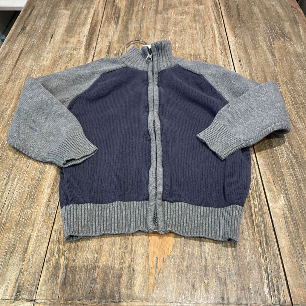 Osh Kosh Blue gry/slv zip knit Ctn Sweater 5Y