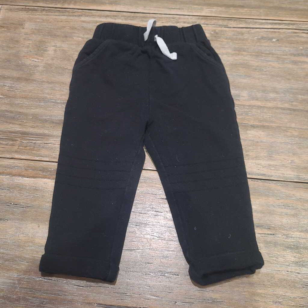 Firsts black thin cotton pants 9m