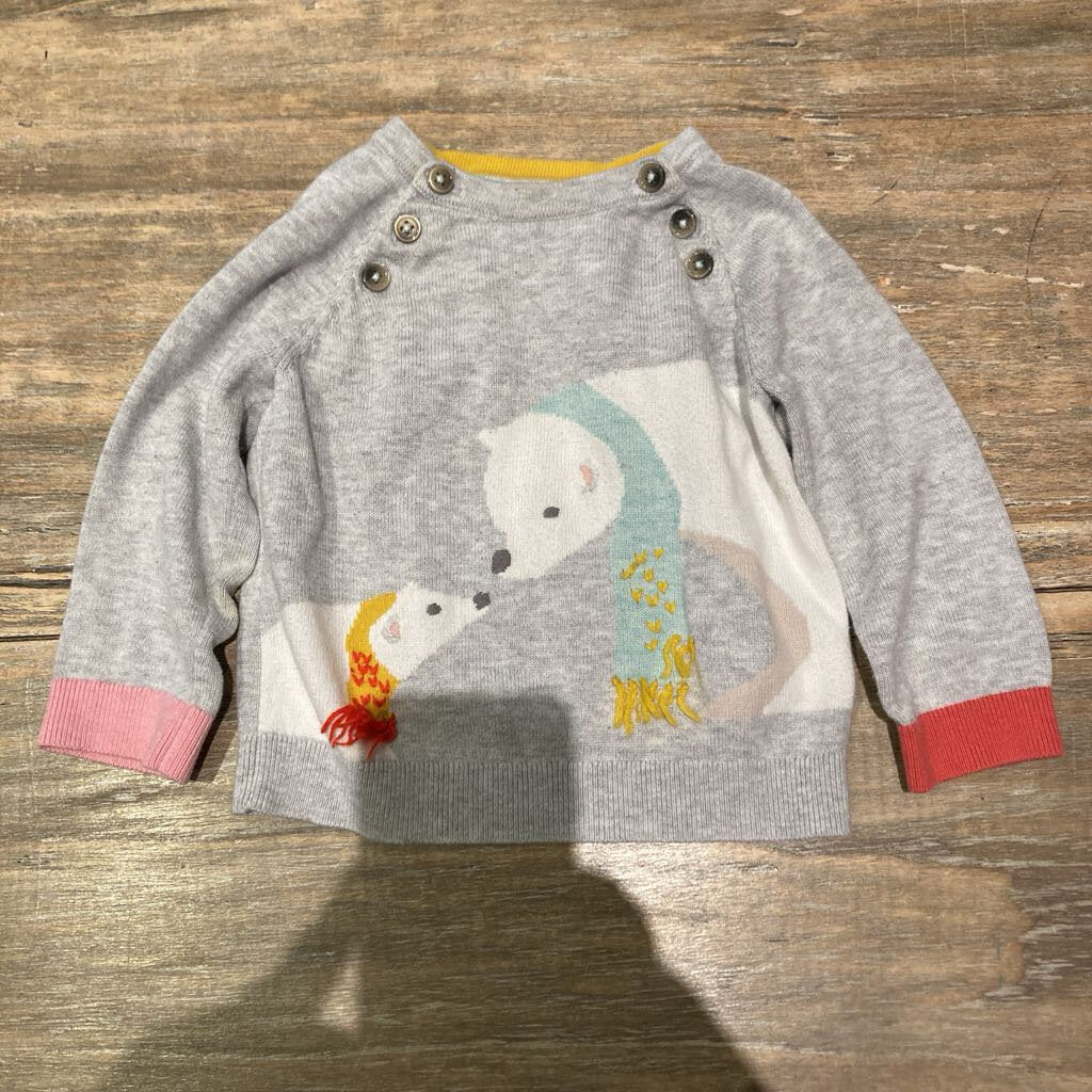 Baby Boden grey polar bear thin sweater 12-18m