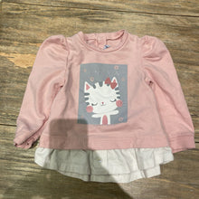 Load image into Gallery viewer, Mayoral pink cat puff sleeve sweatshirt 12m
