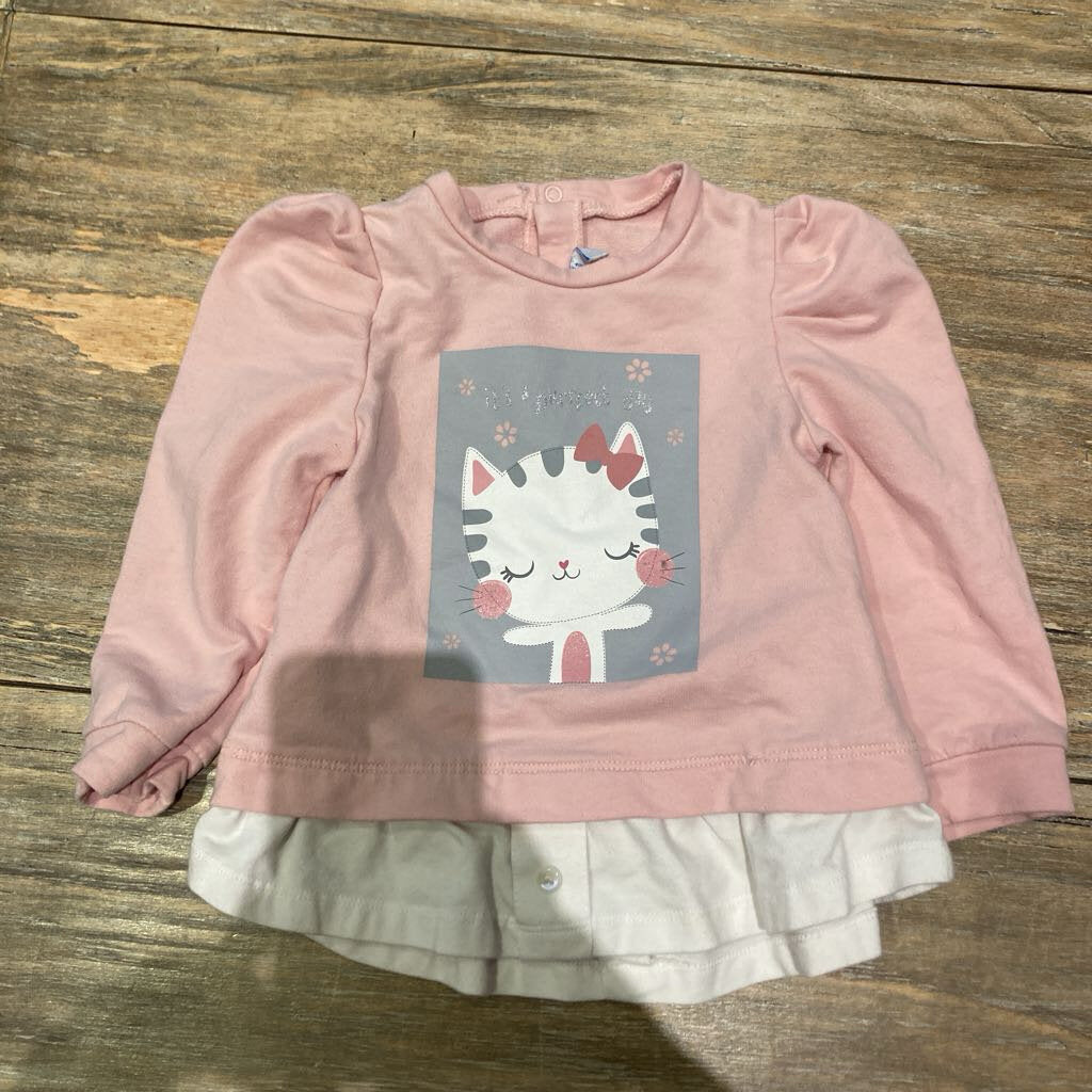 Mayoral pink cat puff sleeve sweatshirt 12m