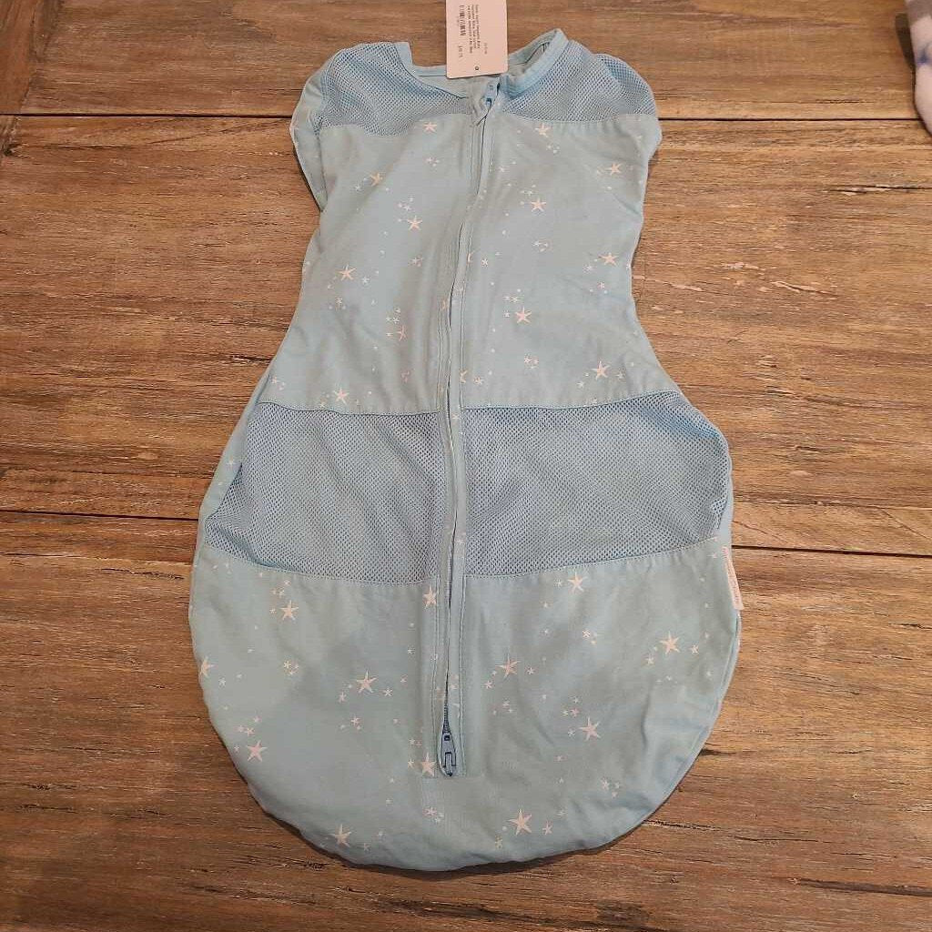 Happiest Baby blue cotton swaddle sleepsack 3-6m