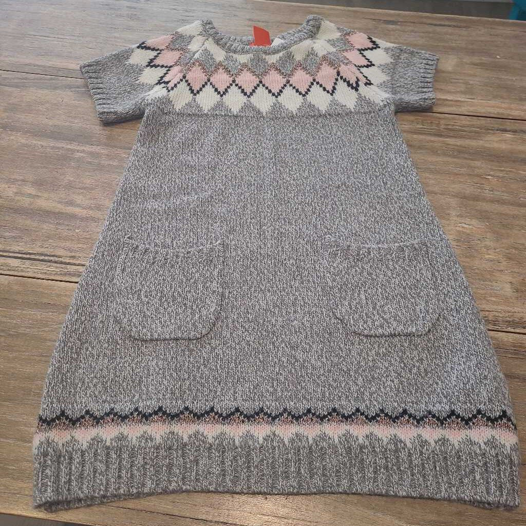 Joe Fresh Like New grey knit SS dress 7-8Y