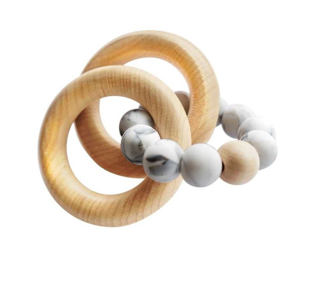 Tiny Teethers rattle teething ring marble grey