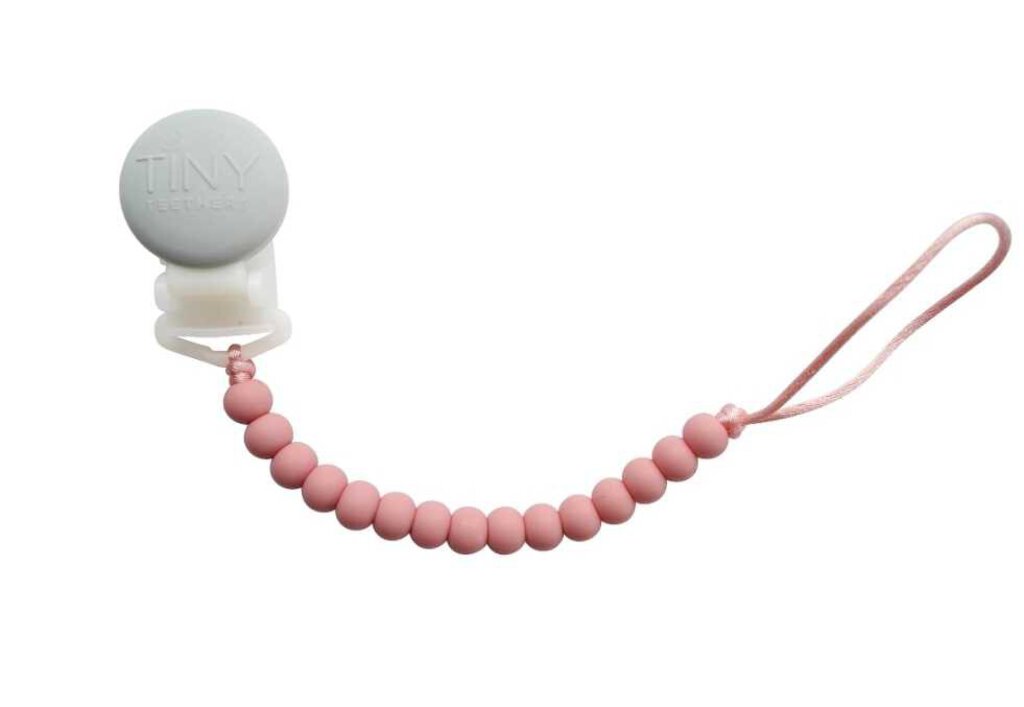 Tiny Teethers pacifier clip & teether in one rose