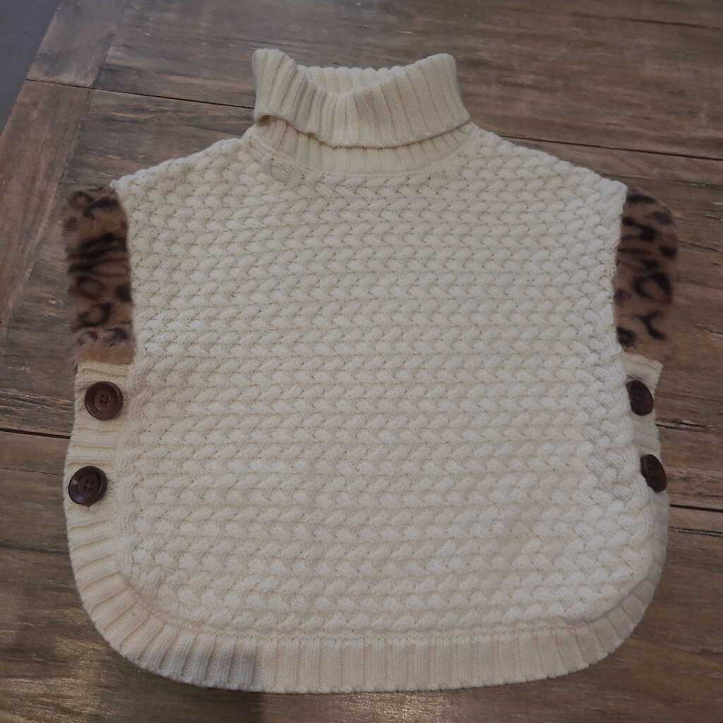 Aspen Kids cream knit turtle neck poncho sweater 4T