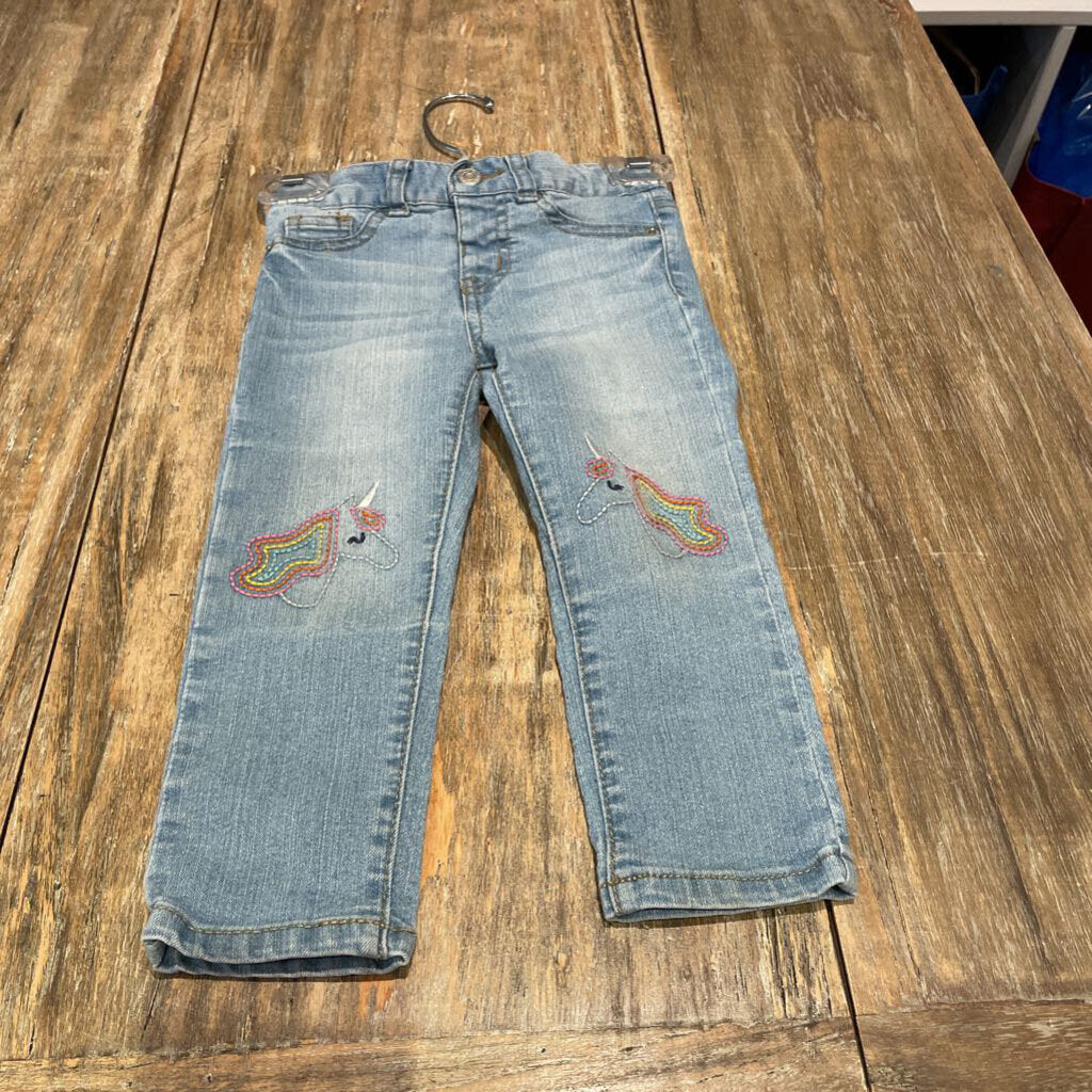 Cat & Jack faded Denim unicorn ajst/wst Jeans 2T