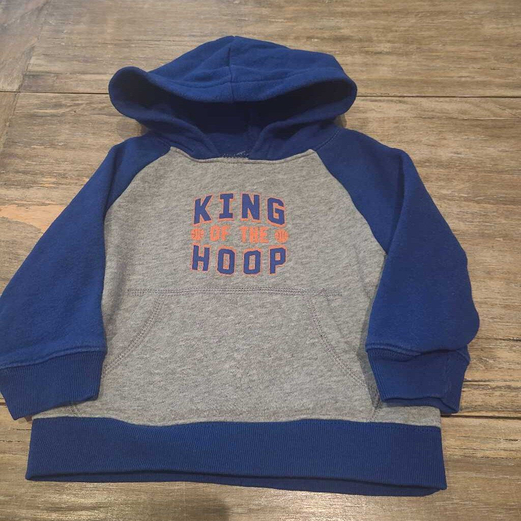 Childrens Place grey blue King of the hoop hoody 12-18m