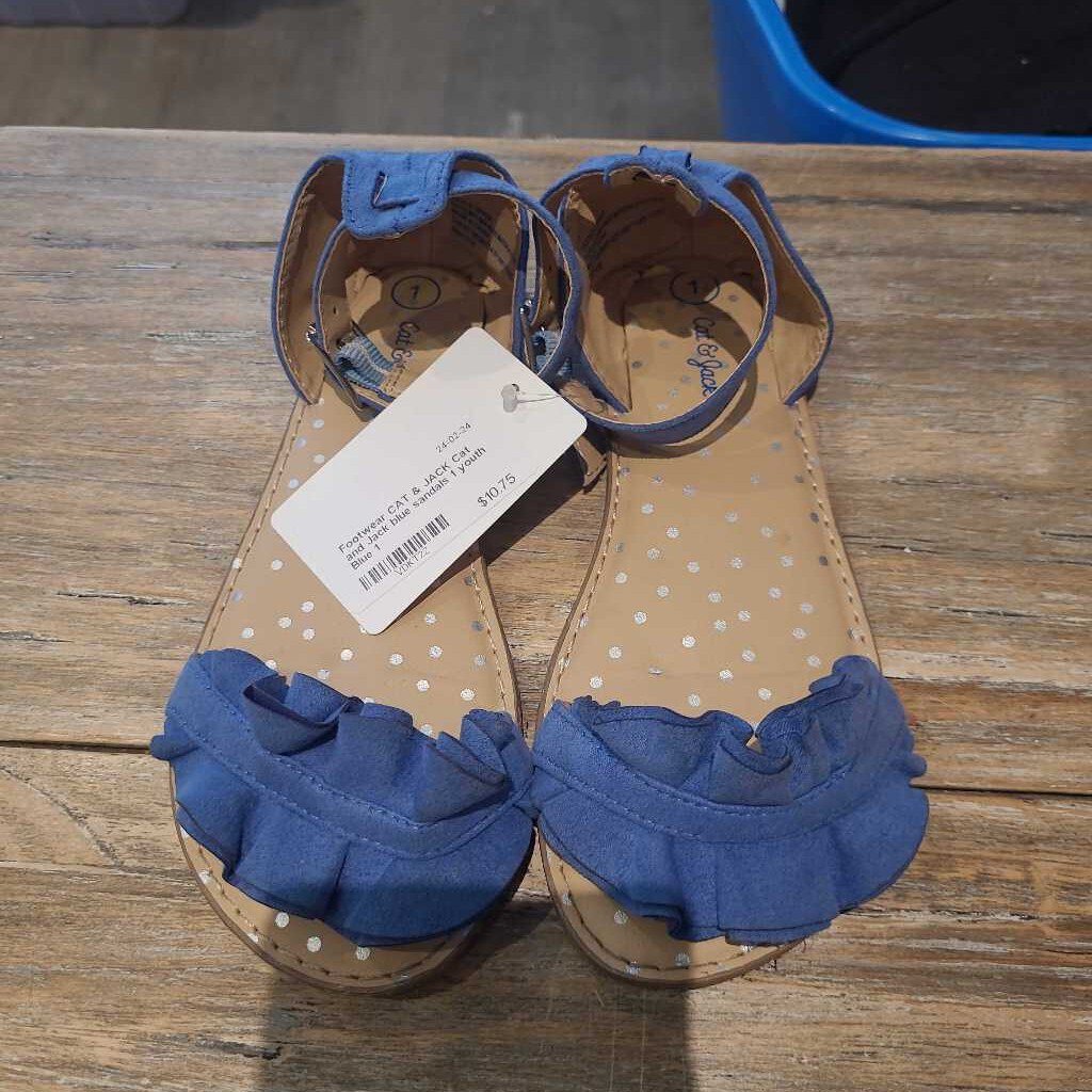 Cat and Jack blue sandals 1 youth