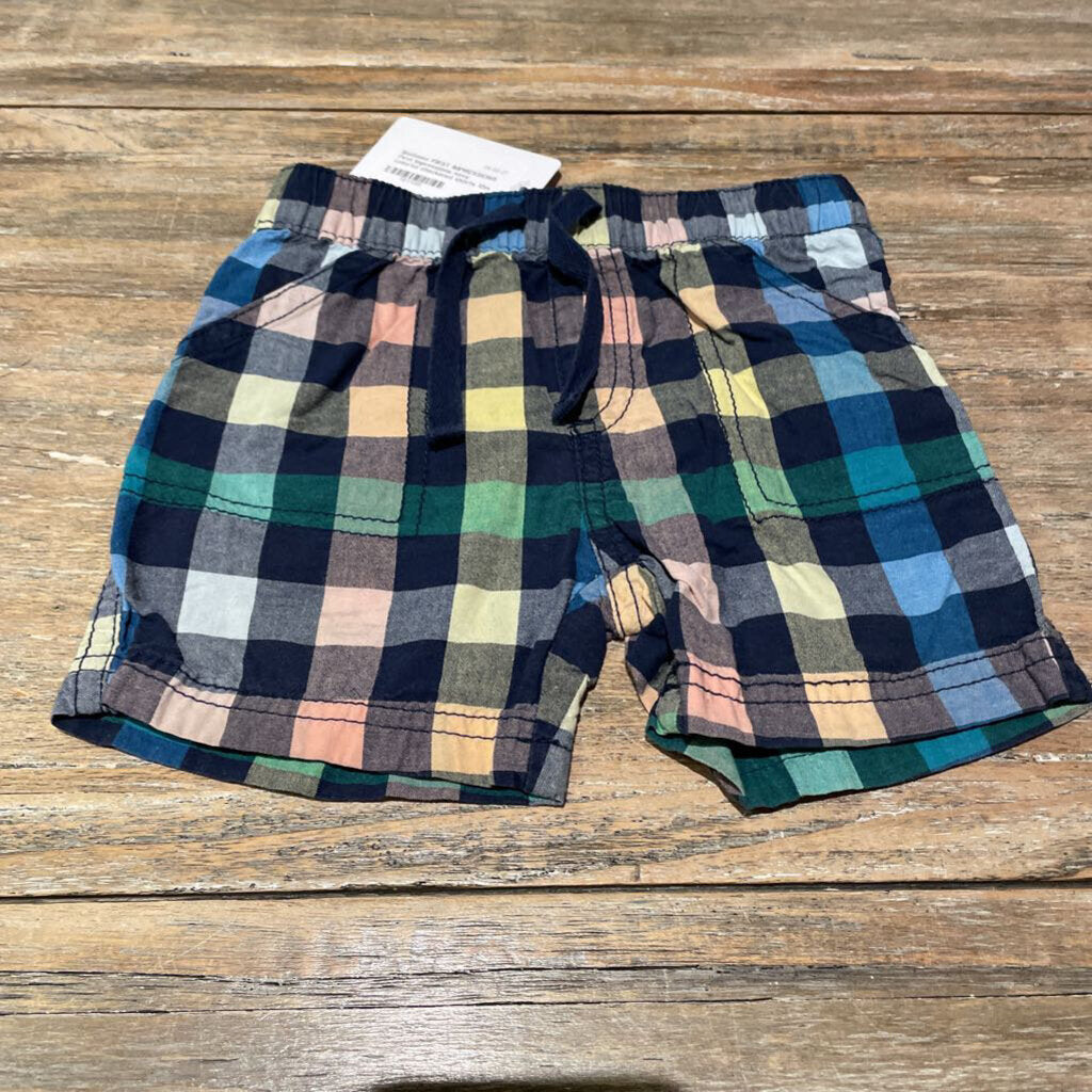 First Impressions navy colorful checkered shorts 12m