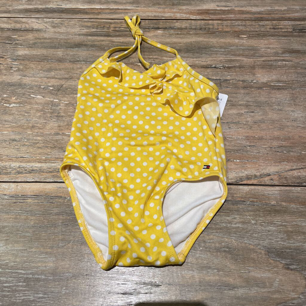 Tommy Hilfiger Yellow polkadot ruffle swimsuit 2T