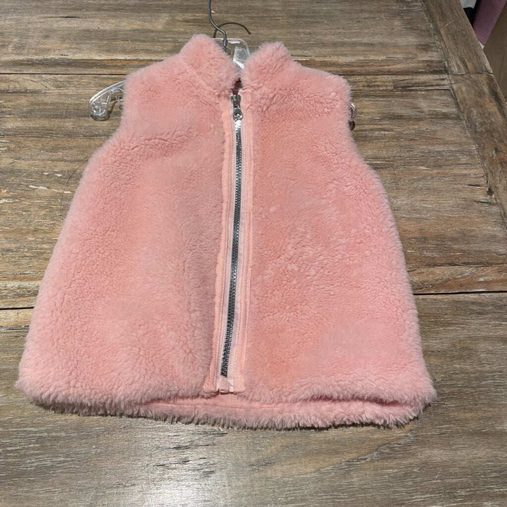 Little Lass pink fluffy zip Poly Vest 2T