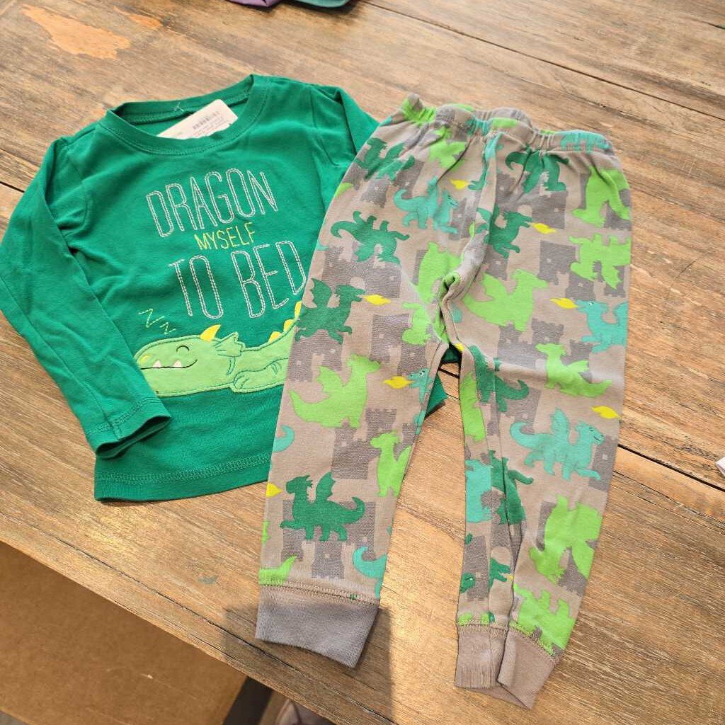 Carters cotton green dragon LS/Pant Pyjamas 24m